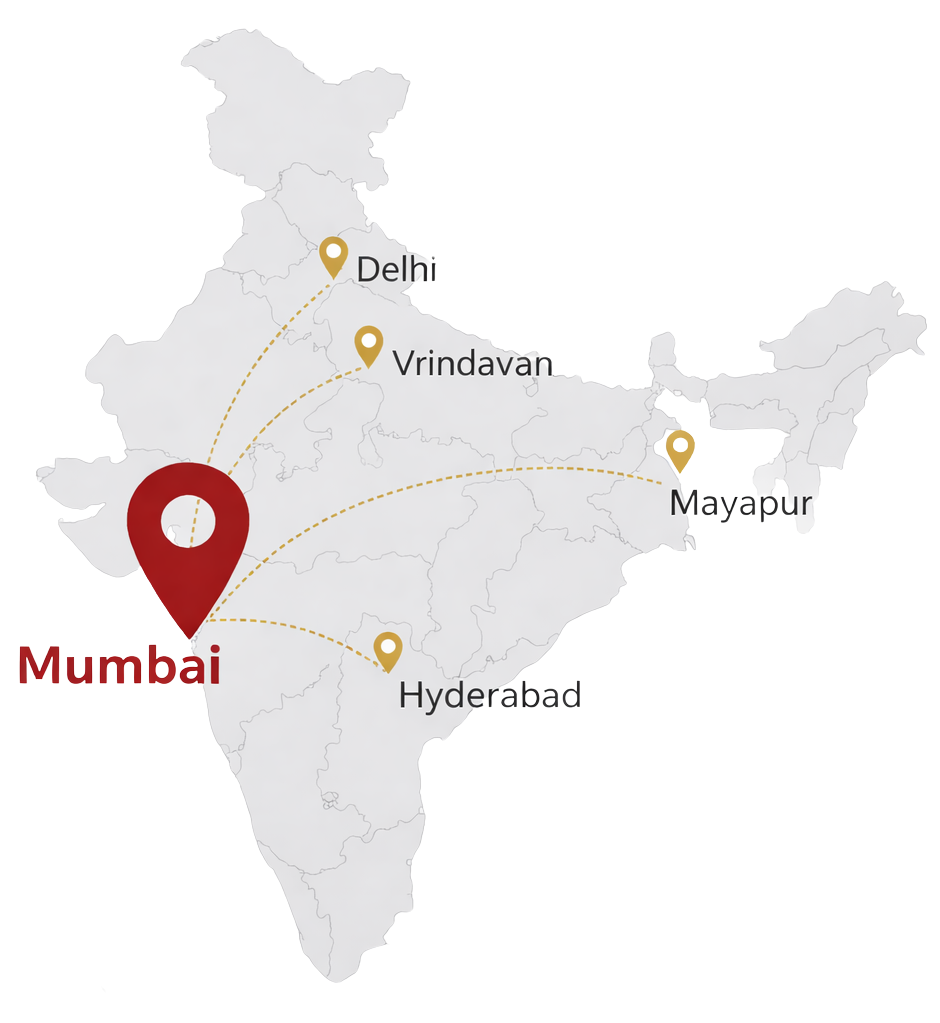 Map showing ISKCON temples across India
